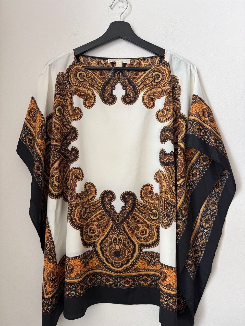 MICHAEL Michael Kors Cream Tunic with Black and Gold Paisley Border